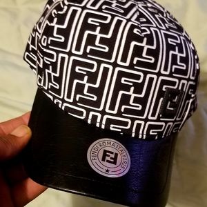Black & White Fendi Embroidered Hat